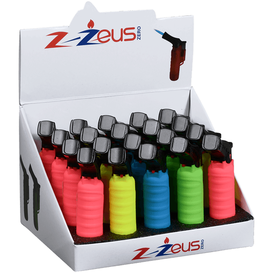 Lighter Newport Zzeus Side Torch 4 Colors Rubber 20 Ct Display