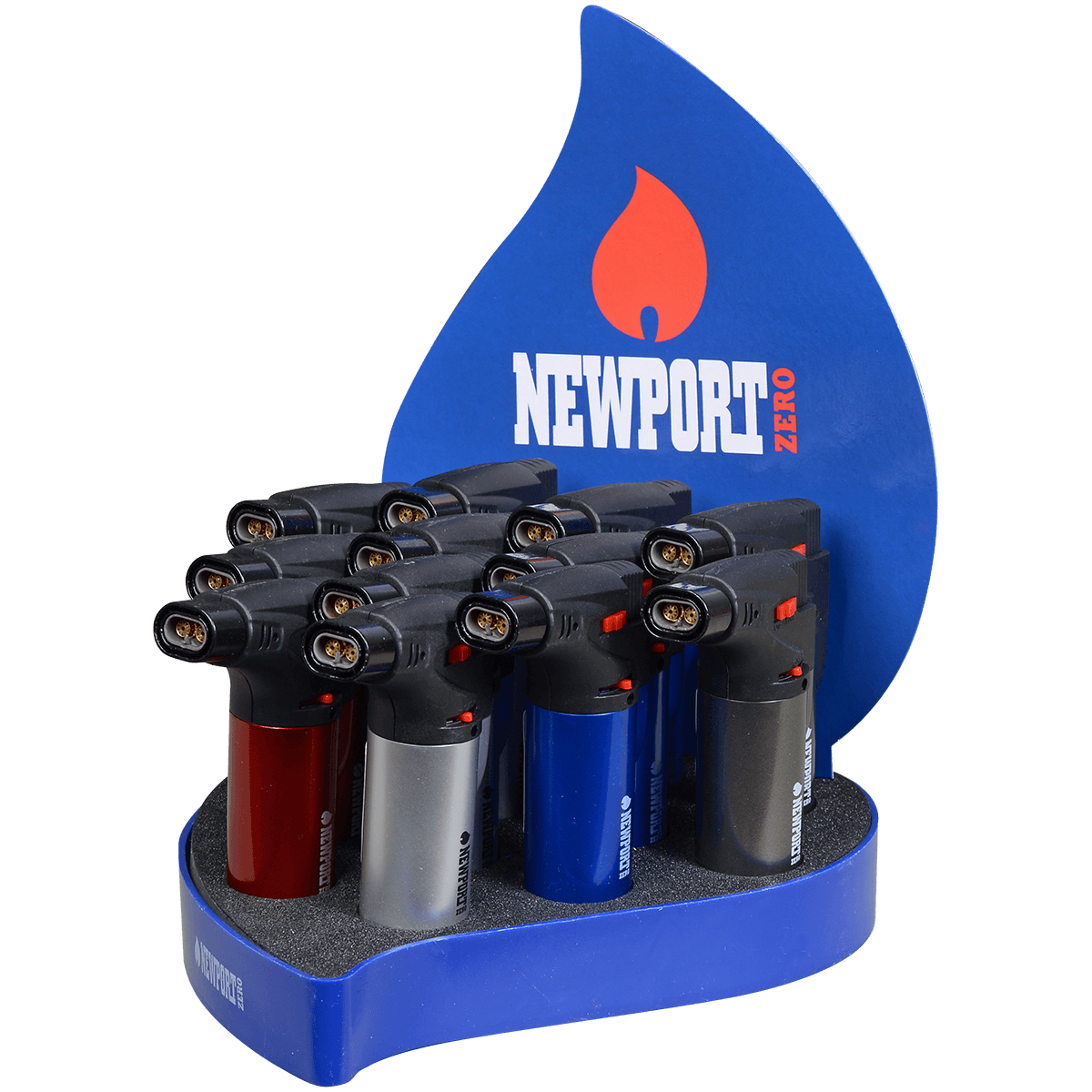 Lighter Newport Zzeus Double Torch 4 Colors 12 Ct. Display