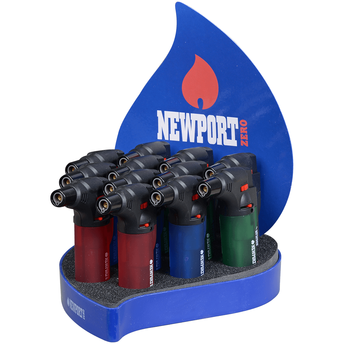 Lighter Newport Zzeus Single Torch 4 Colors 12 Ct. Display