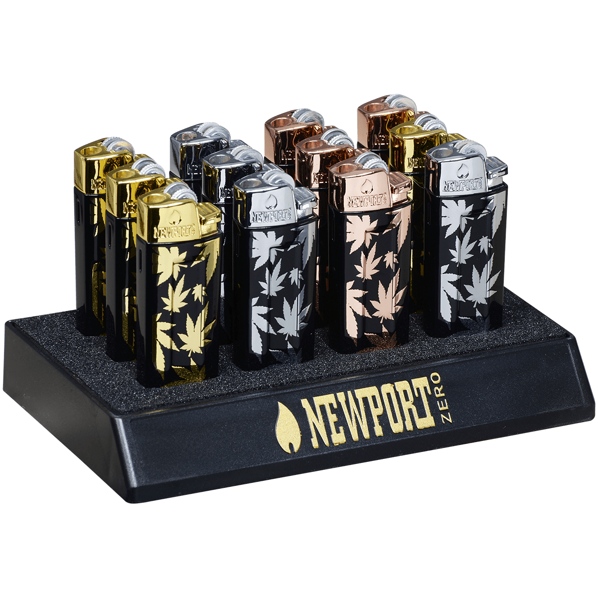 Lighter Newport Zero Single Jet Flame Leaf Design 12 Ct. Display
