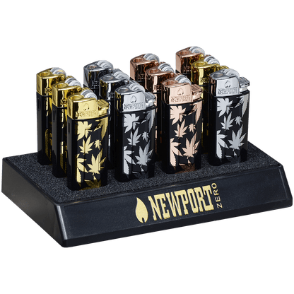Lighter Newport Zero Single Jet Flame Leaf Design 12 Ct. Display