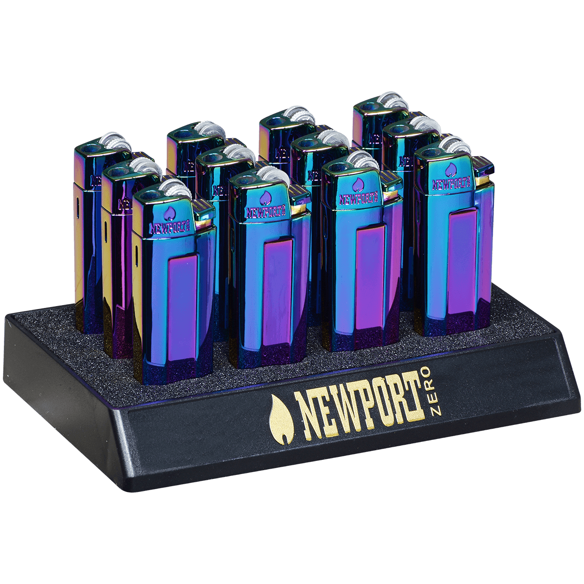 Lighter Newport Zero Single Jet Flame Spectrum Color Design 12 Ct. Display