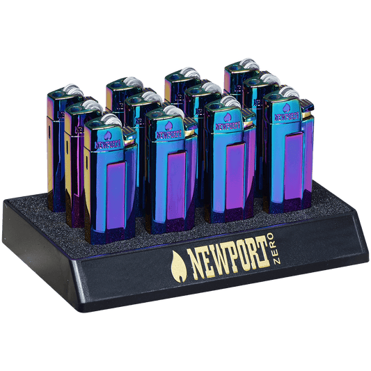 Lighter Newport Zero Single Jet Flame Spectrum Color Design 12 Ct. Display