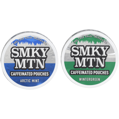 Moist Snuff Non Tobacco Smokey Mountain Wintergreen/Arctic Mint Pouches Pre-Pack 24 Ct. Display