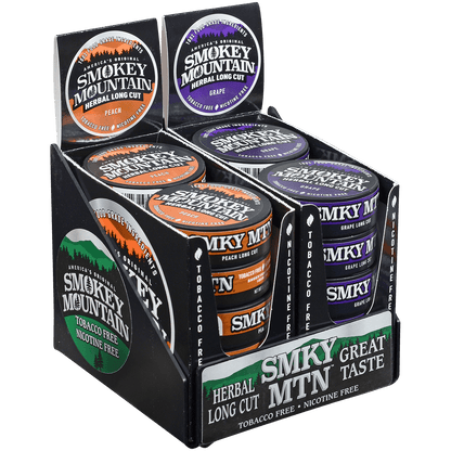 Moist Snuff Non Tobacco Smokey Mountain Grape/Peach Pre-Pack Display