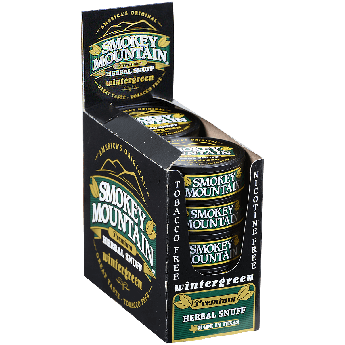 Moist Snuff Non Tobacco Smokey Mountain Wintergreen 10'S 1.20 Oz