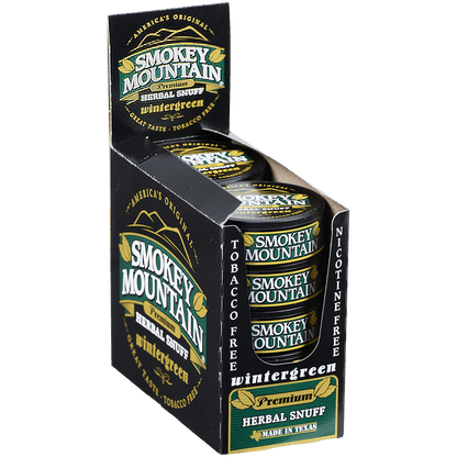 Moist Snuff Non Tobacco Smokey Mountain Wintergreen 10'S 1.20 Oz