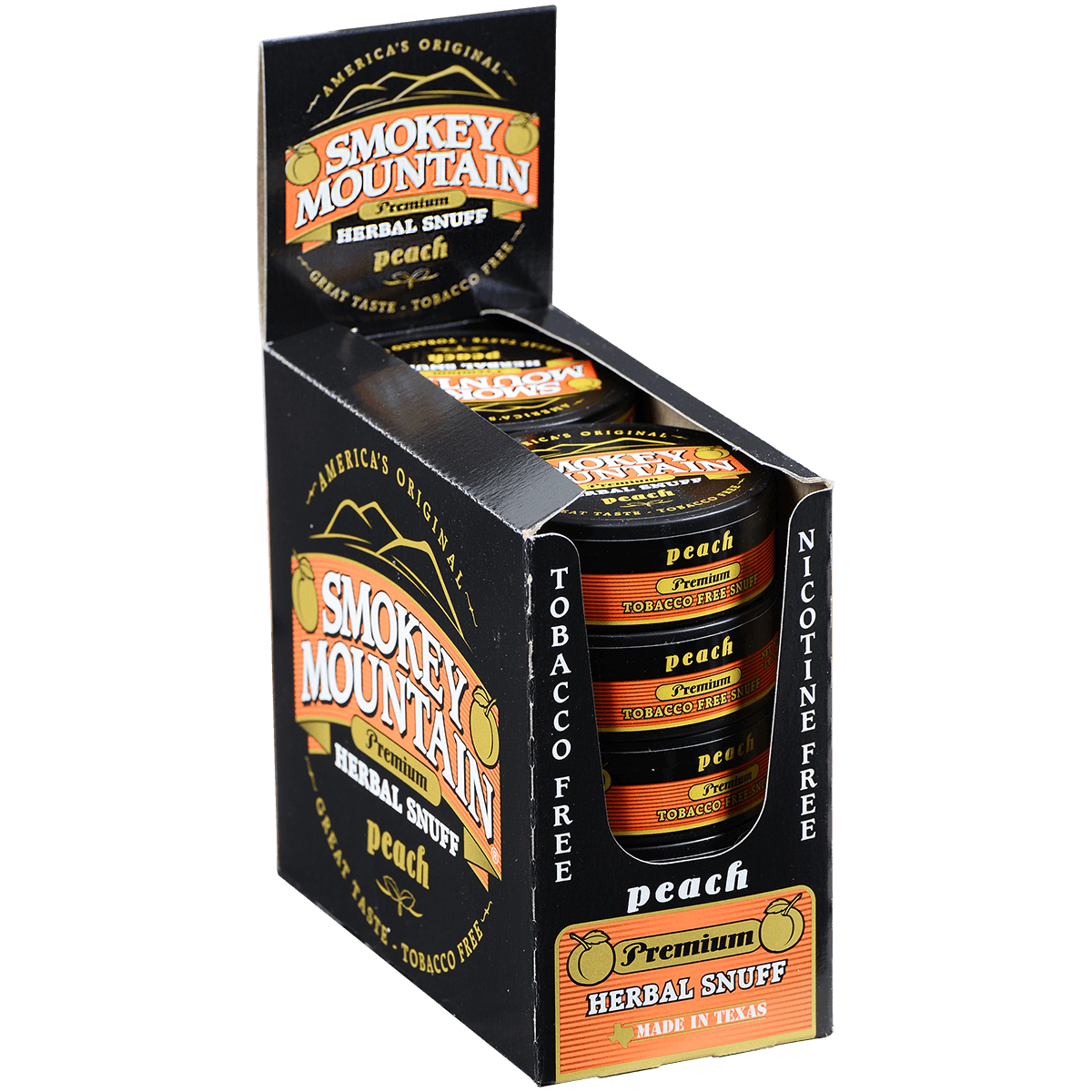 Moist Snuff Non Tobacco Smokey Mountain Peach 10'S 1.20 Oz