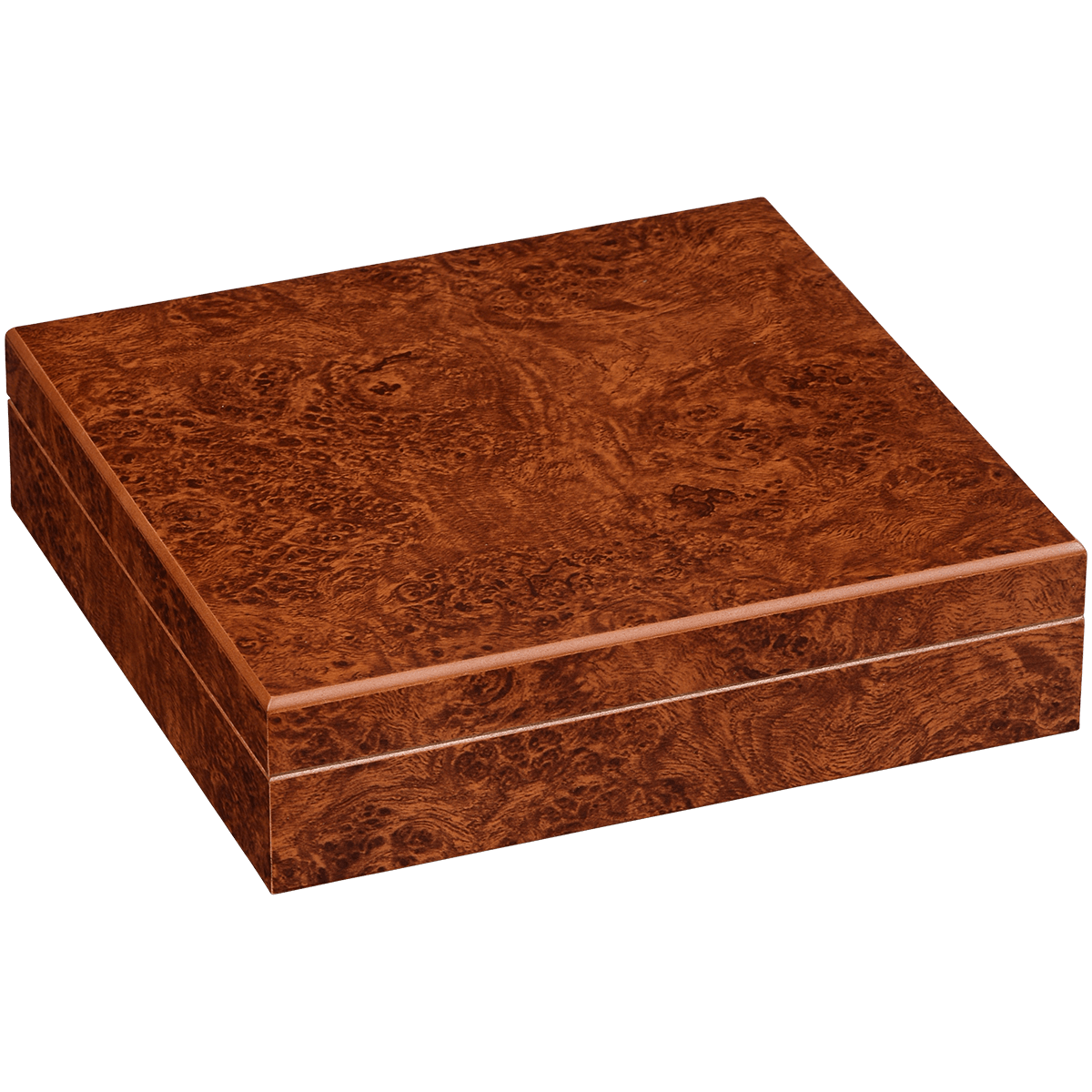 HUMIDOR DESKTOP CHATEAU BURL 20 CT. 9"X8.5"X2.25"