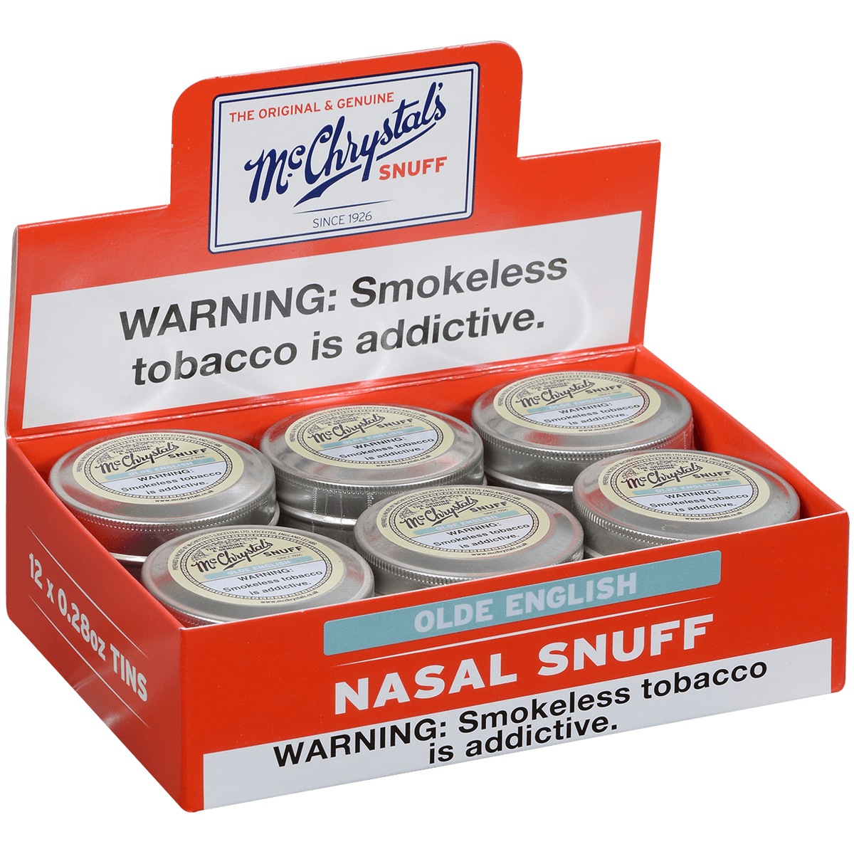 Dry Nasal Snuff Mcchrystals Old English 12'S 8 Grams