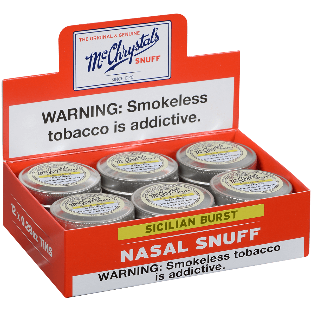 Dry Nasal Snuff Mcchrystals Sicilian Burst 12'S 8 Grams