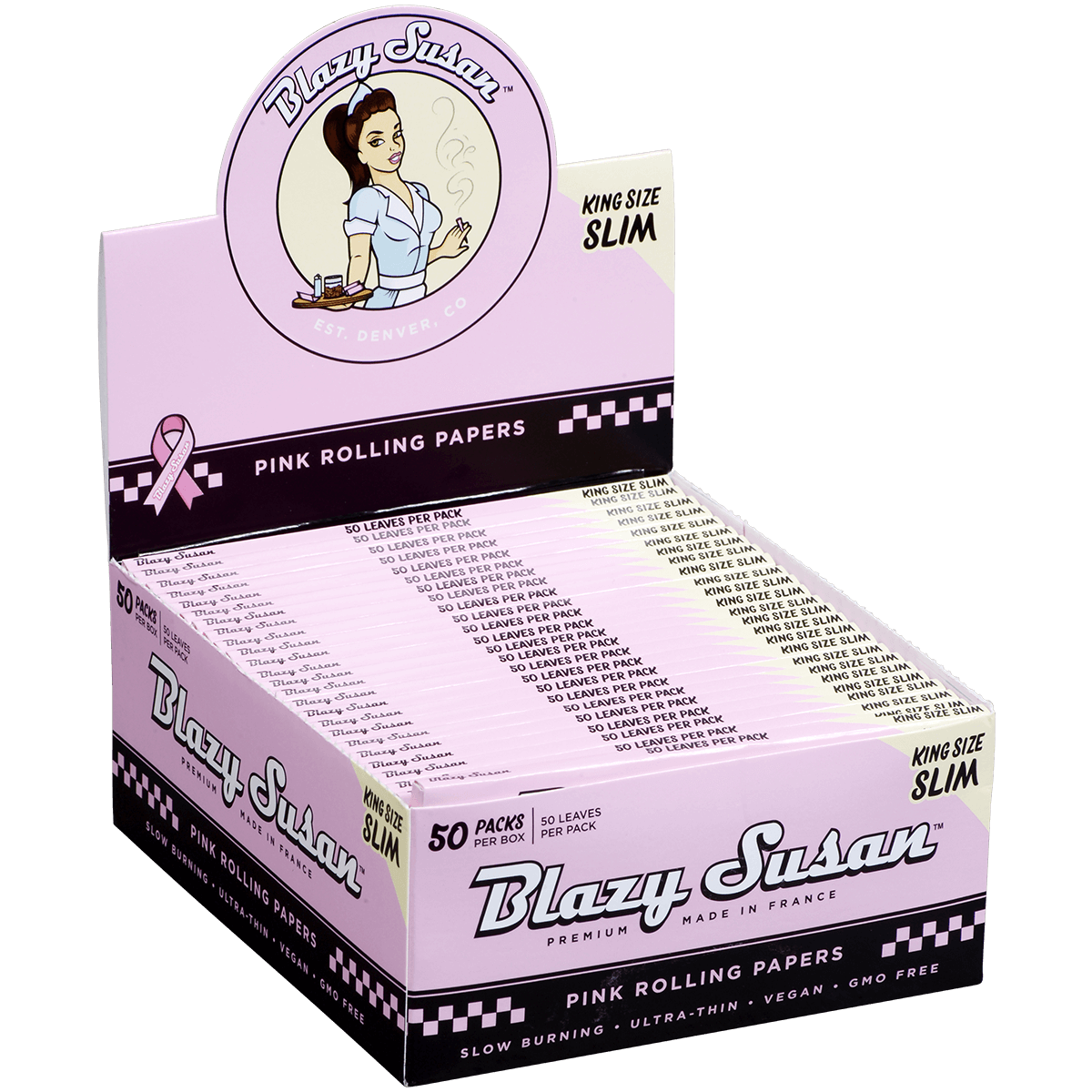 Papers Blazy Susan Pink King Size Slim 50/50 Ct. Display