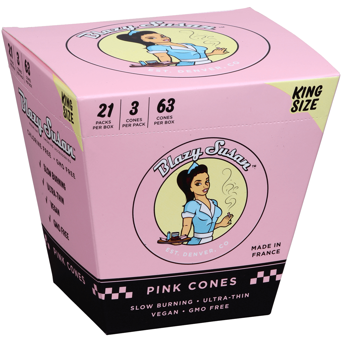 Papers Blazy Susan Pink Cones King Size Slim 21/3 Ct. Display
