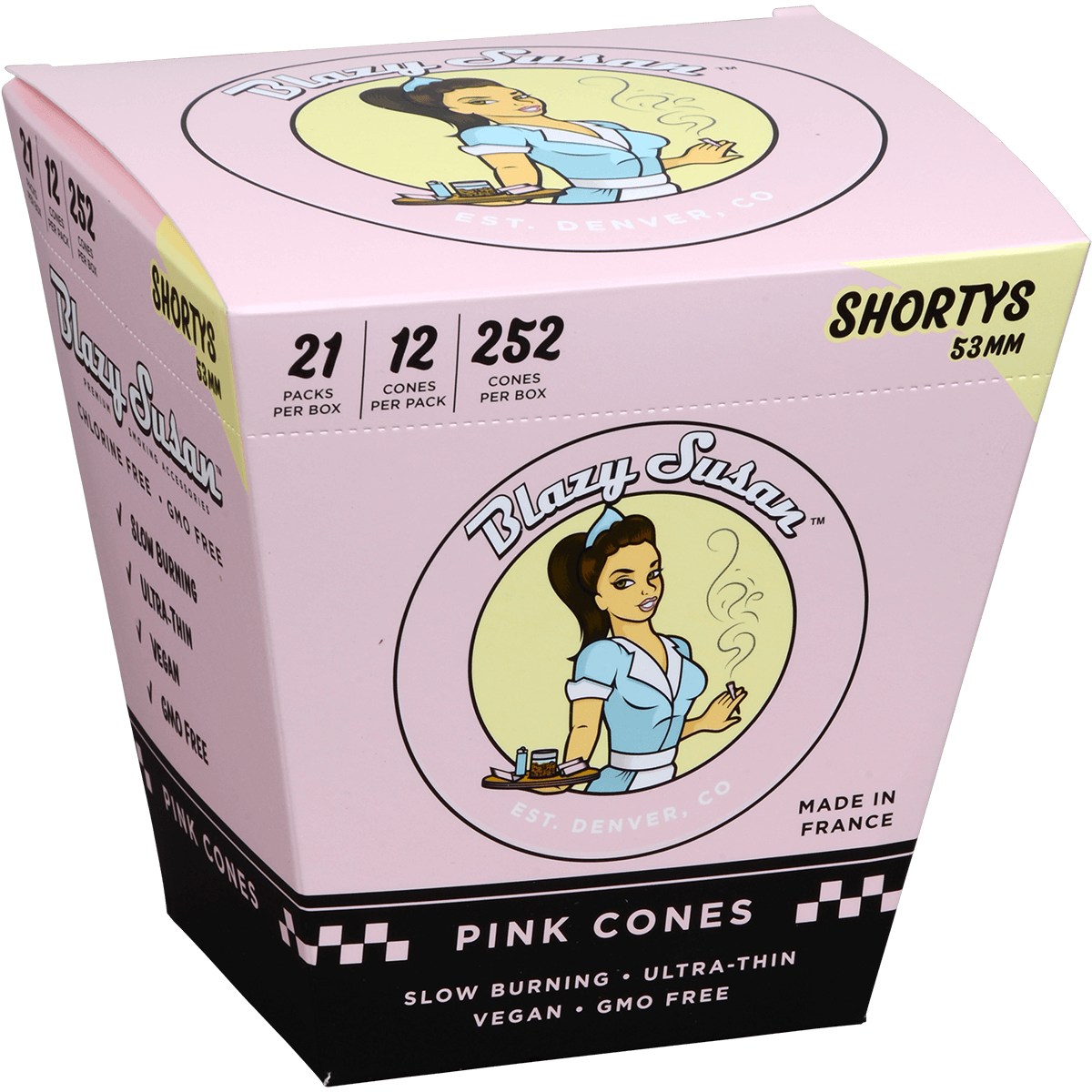 Papers Blazy Suan Pink Cones Shortys 21/12 Ct. Display