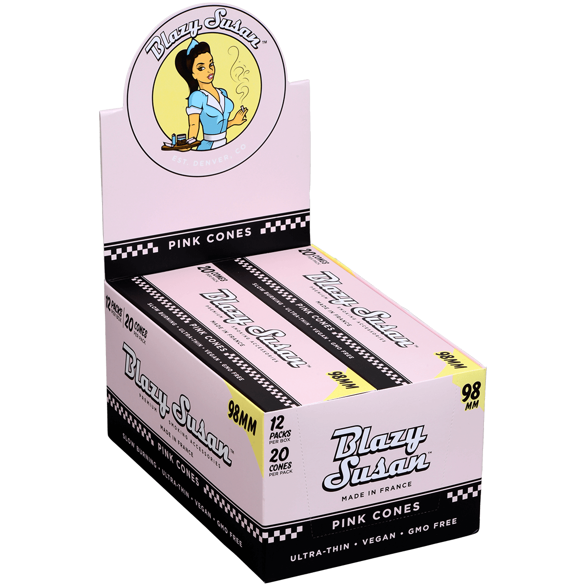 Papers Blazy Susan Pink Cones 98Mm 12/20 Ct. Display