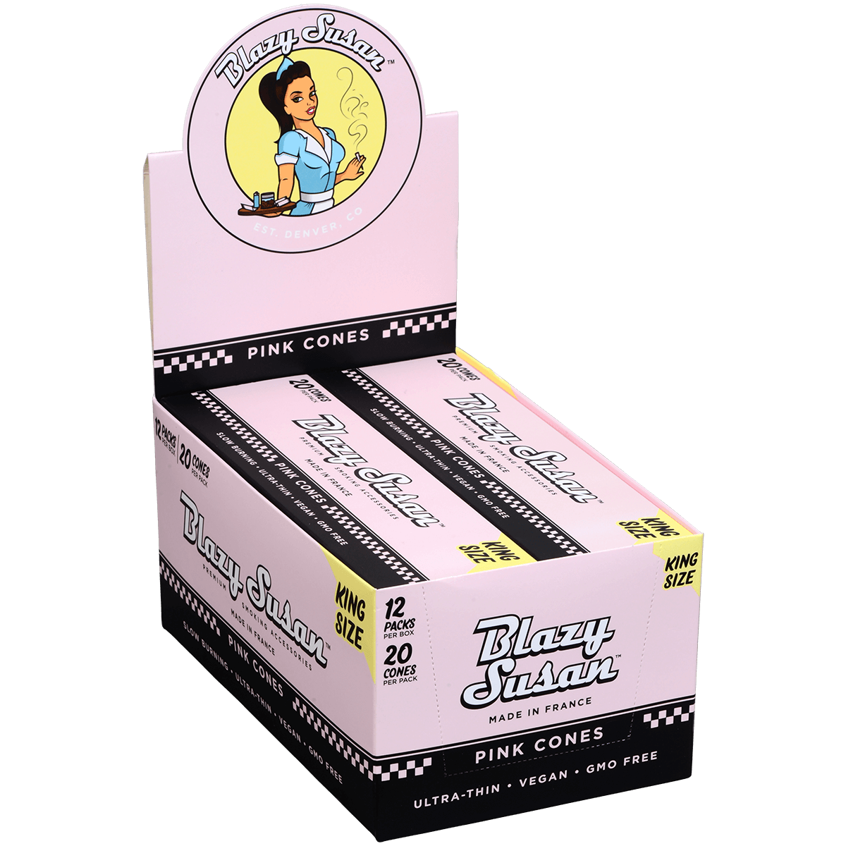 Papers Blazy Susan Pink Cones King Size 12/20 Ct. Display