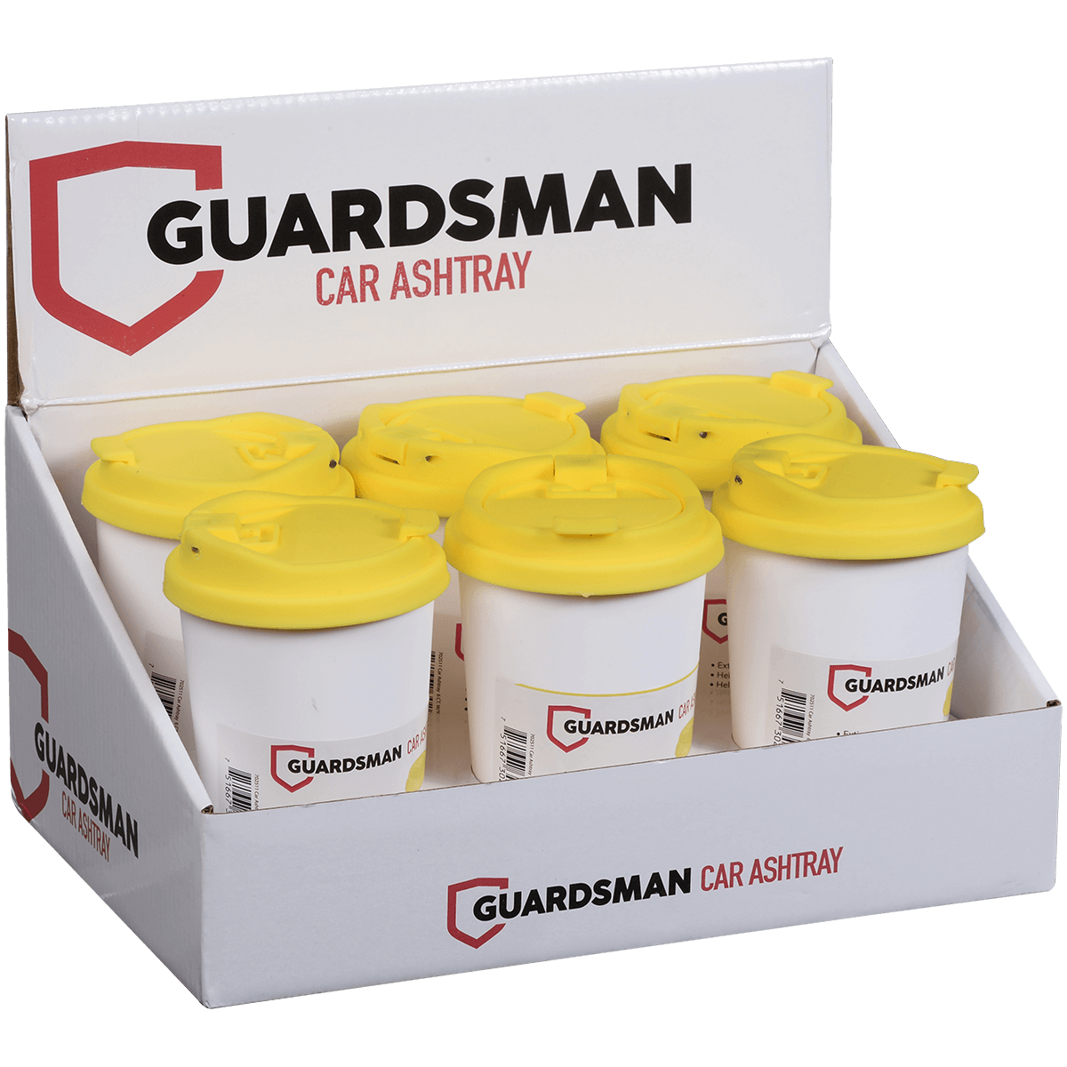 Ashtray Guardsman Car Smoke Lock Bucket W Yellow Lid 6Ct