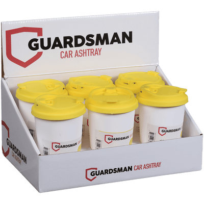 Ashtray Guardsman Car Smoke Lock Bucket W Yellow Lid 6Ct