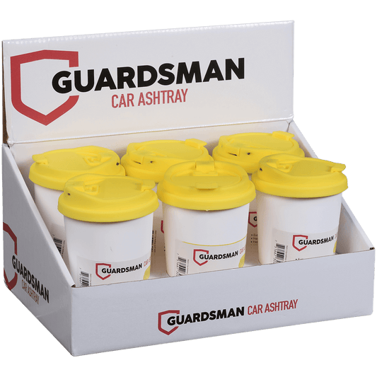 Ashtray Guardsman Car Smoke Lock Bucket W Yellow Lid 6Ct