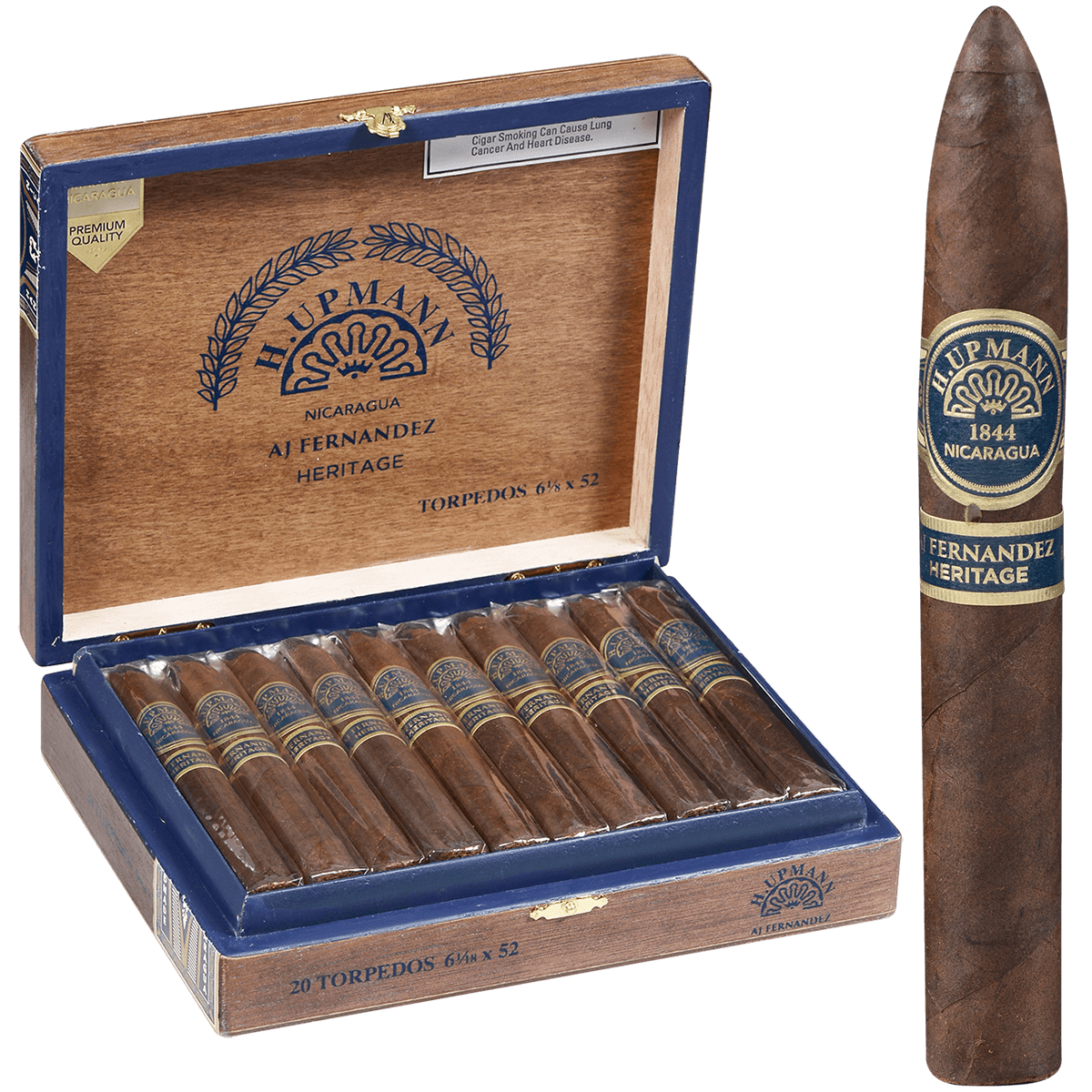 H. Upmann Nicaragua Heritage Made By Aj Fernandez Torpedo 20 Ct. Box 6.13X53