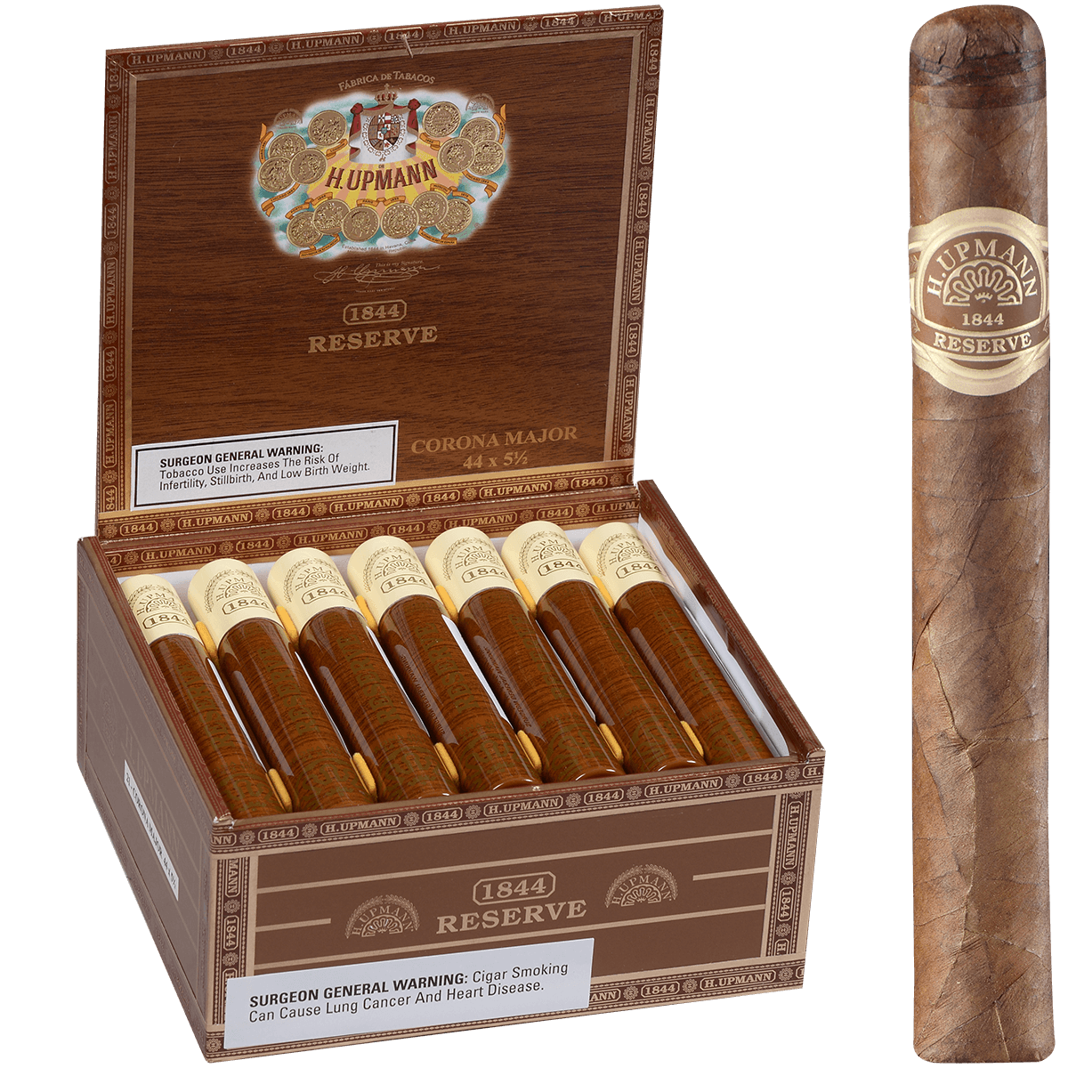 H. Upmann 1844 Reserve Corona Major Tube 21 Ct. Box 5.50X44