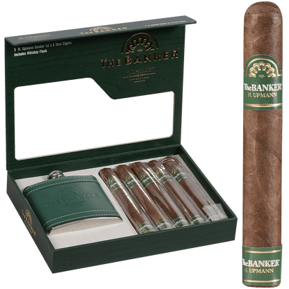 H. Upmann The Banker Gift Set With Flask 5 Ct Box 6.00X52