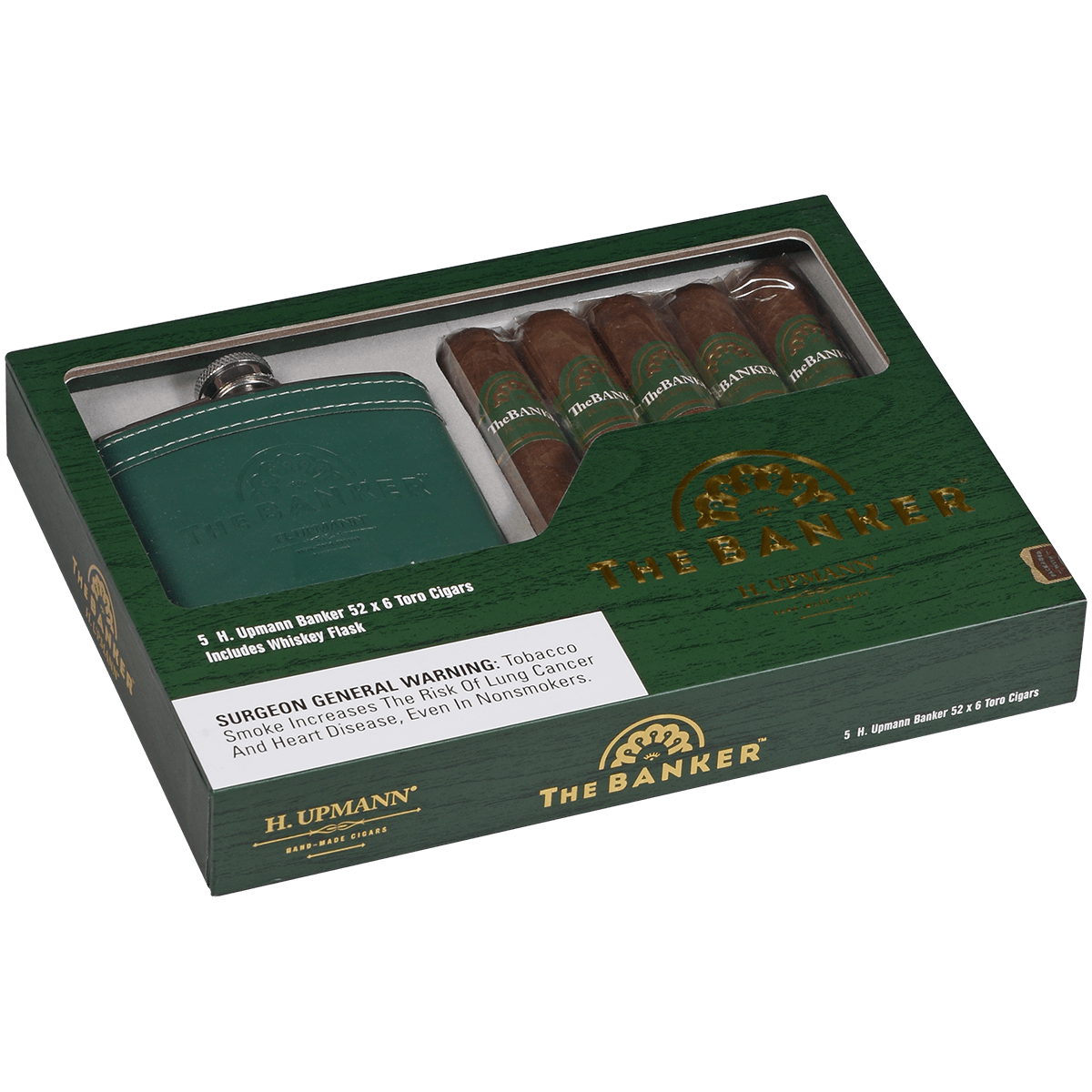 H. Upmann The Banker Gift Set With Flask 5 Ct Box 6.00X52