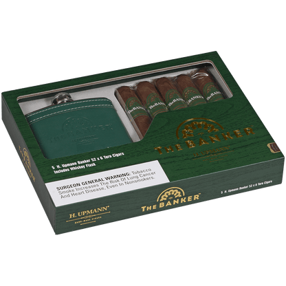 H. Upmann The Banker Gift Set With Flask 5 Ct Box 6.00X52