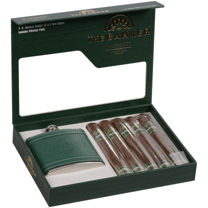 H. Upmann The Banker Gift Set With Flask 5 Ct Box 6.00X52