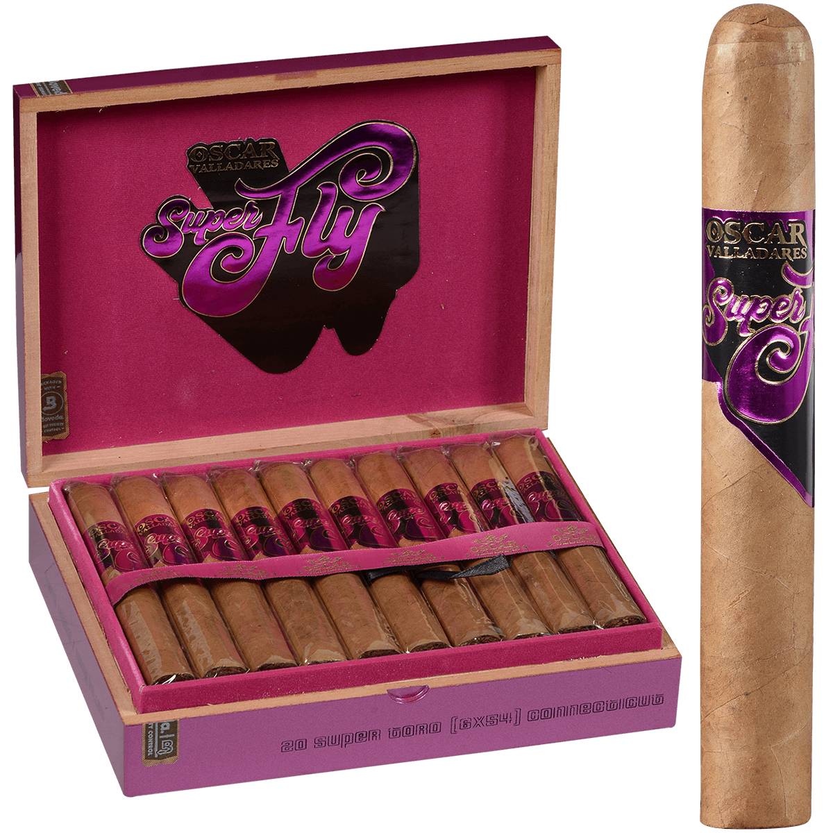 Super Fly By Oscar Connecticut Super Toro Grande 20 Ct. Box 6.00X54