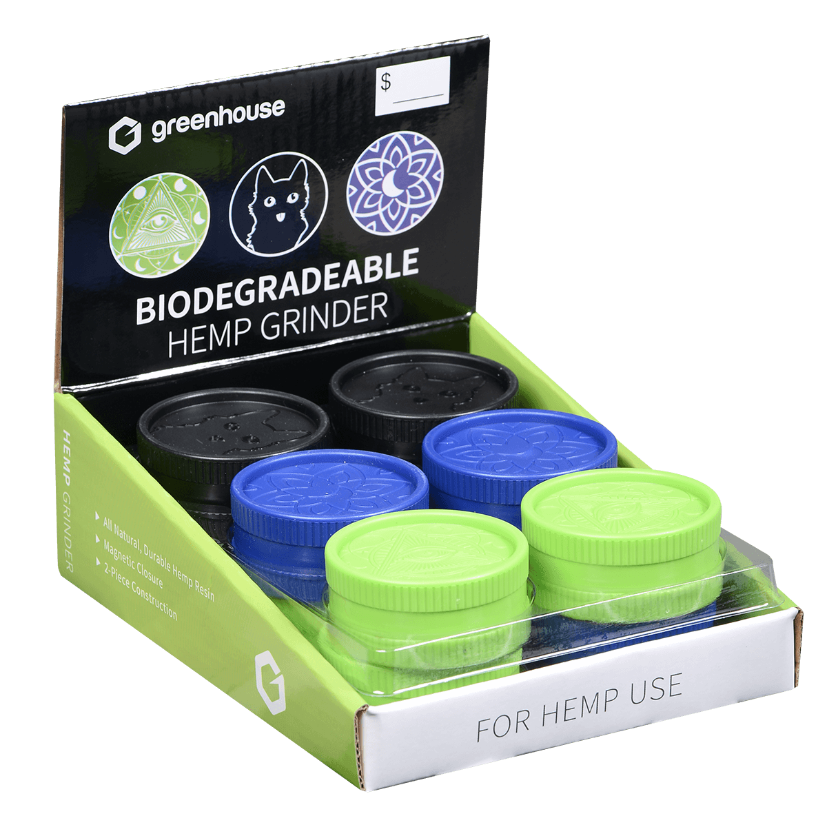 Grinder Greenhouse Hemp 12 Piece Display 1.65"
