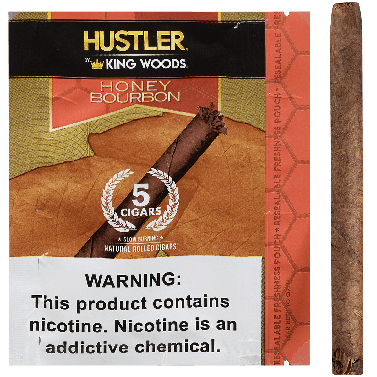 Hustler King Woods Honey Bourbon 8/5 Packs 4.50X32