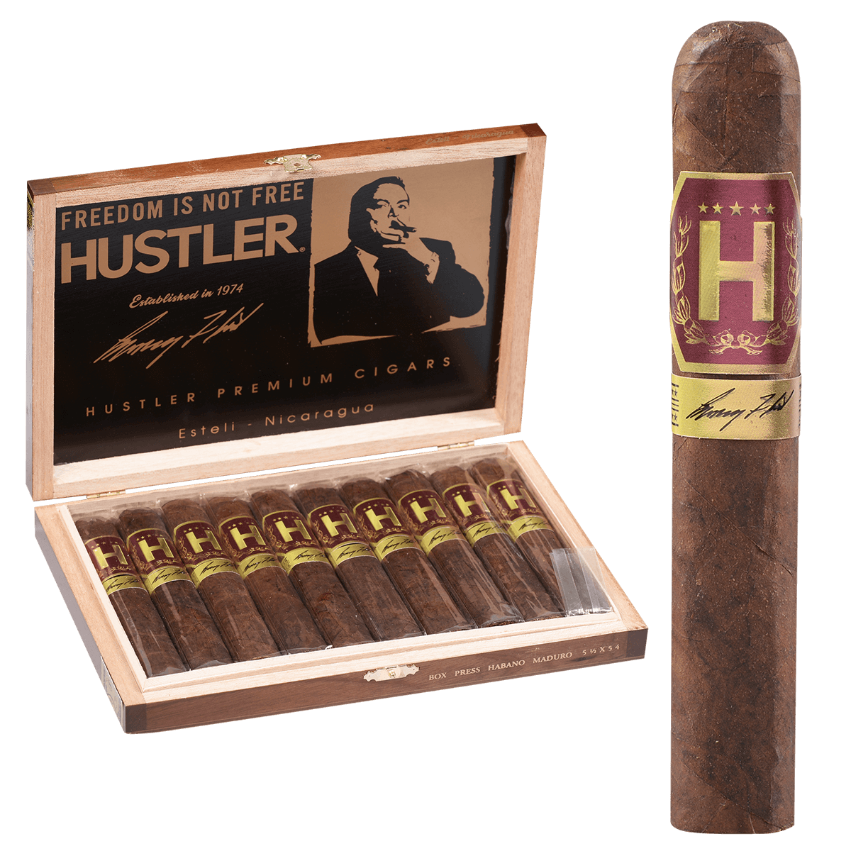 Hustler Premiums Box Press Habano Maduro 10 Ct Box 5.50X54