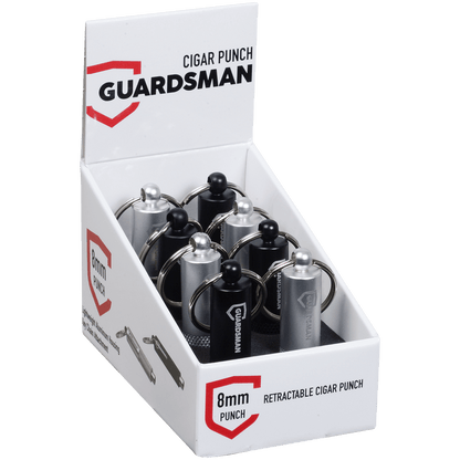 Guardsman Cigar Punch Cutter Striker Retractable 8Mm BlackSilver Display 1 8
