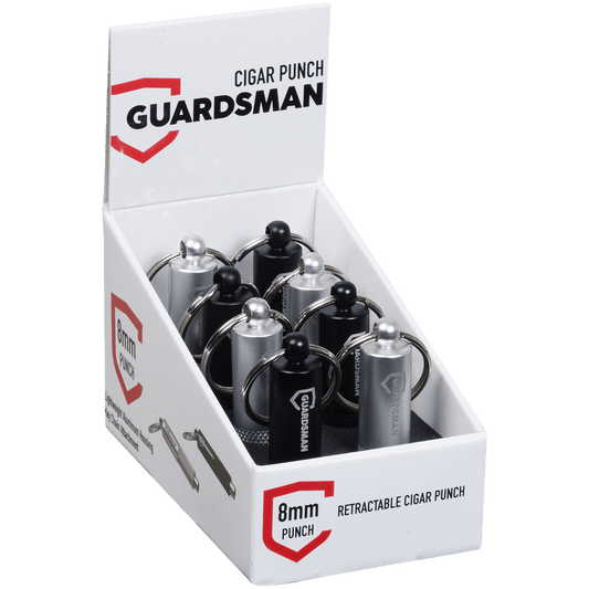 Guardsman Cigar Punch Cutter Striker Retractable 8Mm BlackSilver Display 1 8