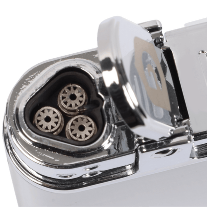 Guardsman Lighter Stealth Triple Flame Table Chrome + Shark Cigar Cutter Gunmetal Gift Set