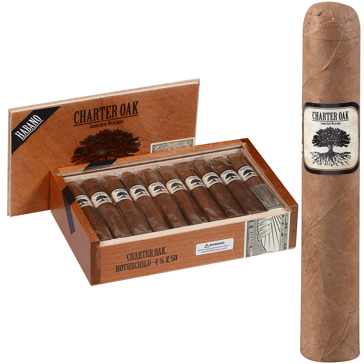 Foundation Charter Oak Habano Rothschild 20 Ct Box 4.50X50