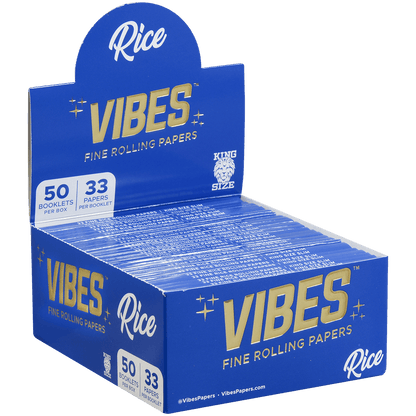 **VIBES - PAPERS - KING SIZE - RICE (BLUE) 50 BOOKLETS PER BOX 50 PAPERS PER BOOKLET