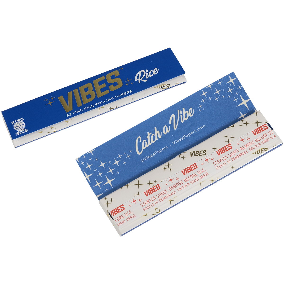 **VIBES - PAPERS - KING SIZE - RICE (BLUE) 50 BOOKLETS PER BOX 50 PAPERS PER BOOKLET