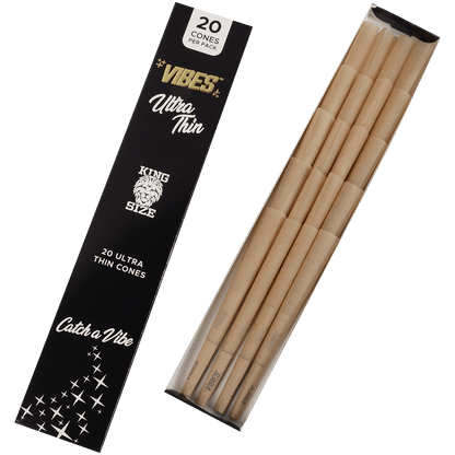 **VIBES - CONES - COFFIN - KING SIZE - ULTRA THIN (BLACK) 8 BOXES PER DISPLAY 20 CONES PER BOX