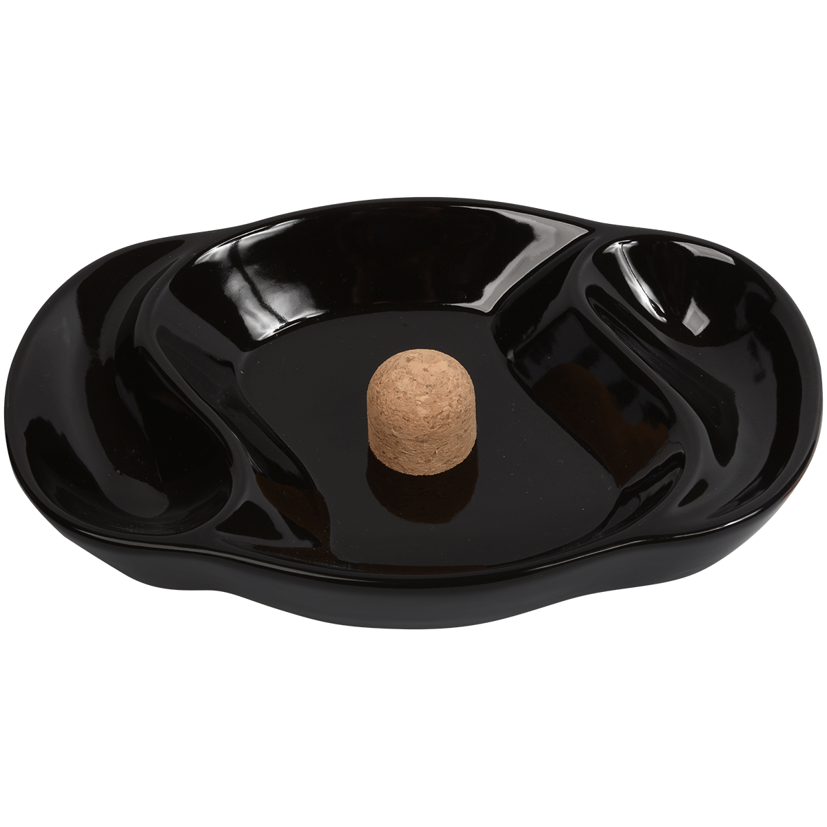 Ashtray Ceramic 2 Pipe WCork Knocker Black
