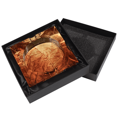 Ashtray Crystal Square 4 Cigar Leaf Print 0.875"X 1.625