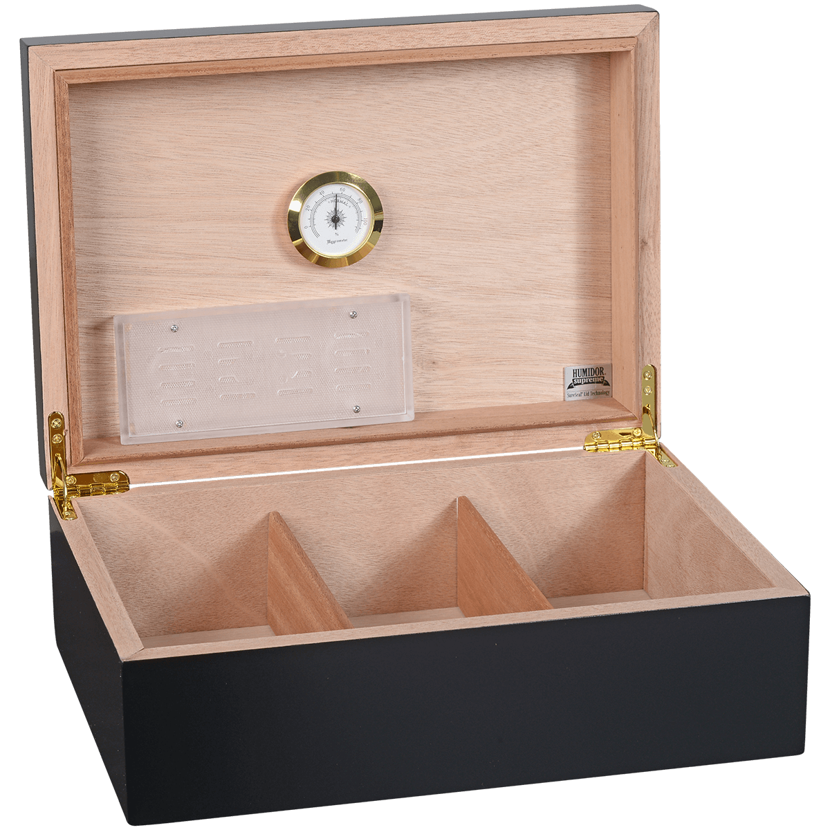 Humidor Desktop Porto 40-70 Ct Black 12.5"Wx 8.75"Dx 4.5"H
