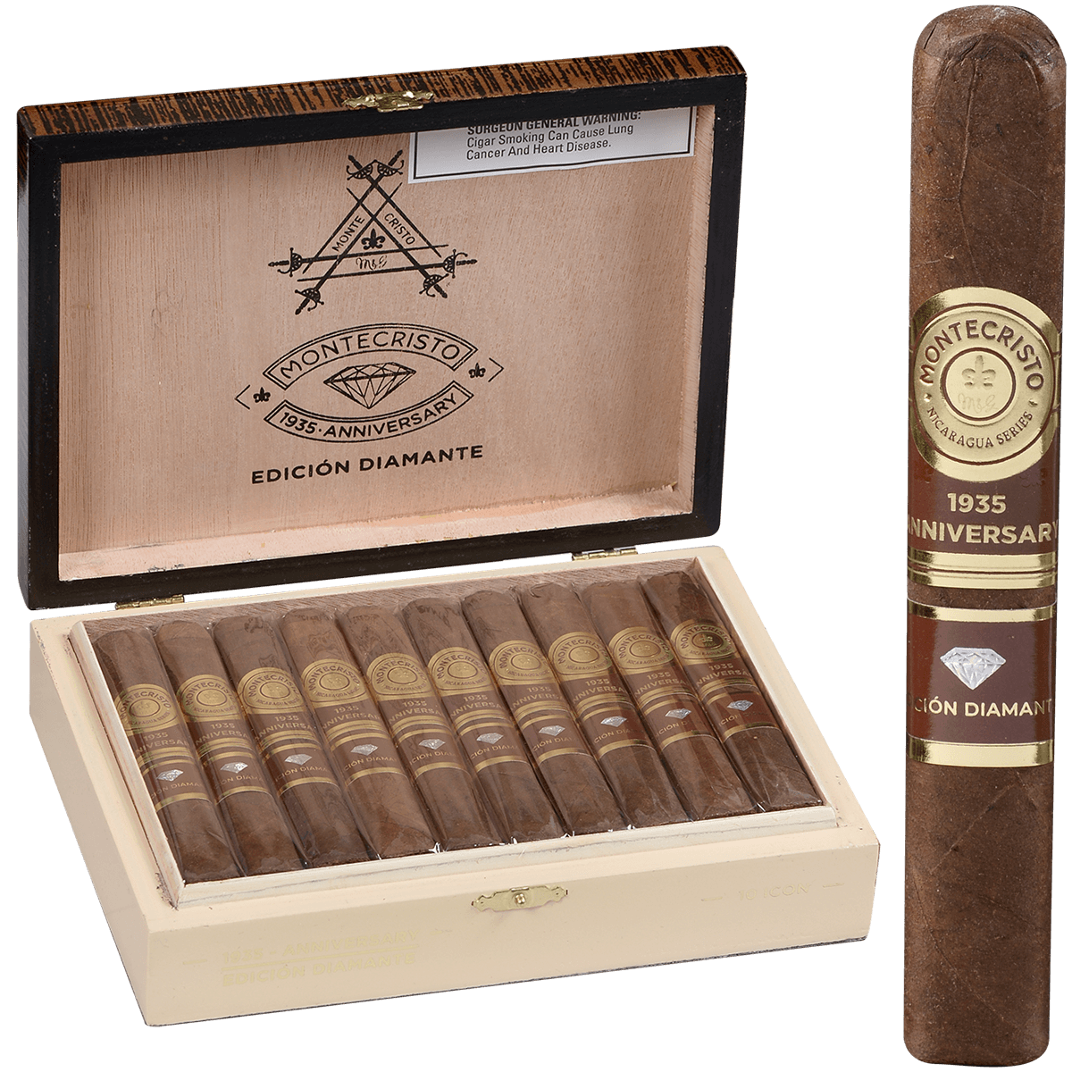 Montecristo 1935 Anniversary Edicion Diamante Icon 10 Ct. Box 4.75X48