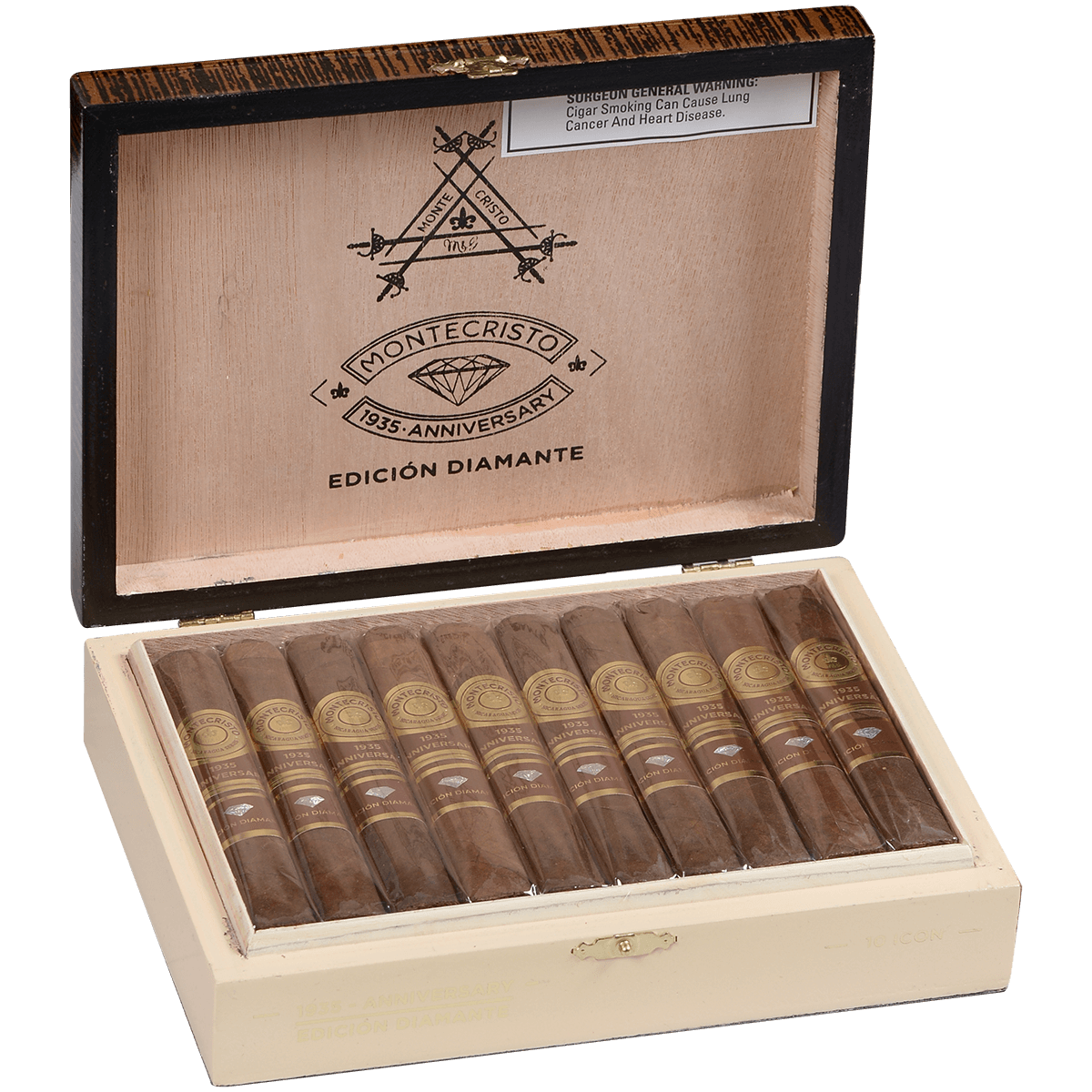 Montecristo 1935 Anniversary Edicion Diamante Icon 10 Ct. Box 4.75X48