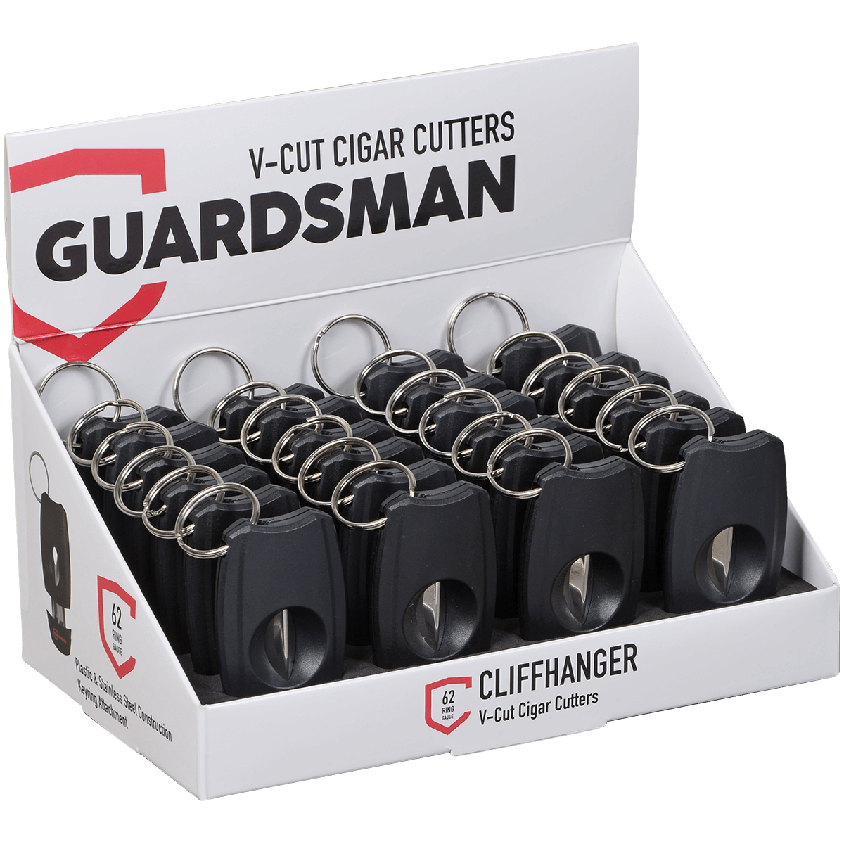 Guardsman Cigar Cutter Cliffhanger V Cut Black 24 Ct Display