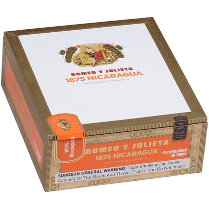 Romeo Y Julieta 1875 Nicaragua Clemenceau Em Tubo 10 Ct. Box 6.00X50