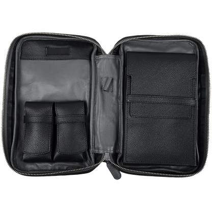Cigar Case Guardsman Large Travel Black & Grey (With Wooden Cigar Tray)