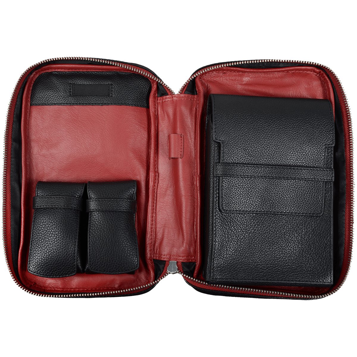 Cigar Case Guardsman Large Travel Black & Red (With Wooden Cigar Tray)