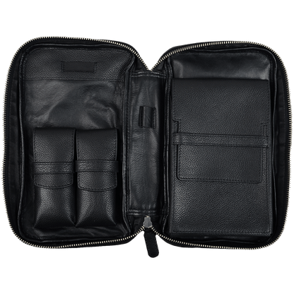 Cigar Case Guardsman Large Travel Black & Black (With Wooden Cigar Tray)